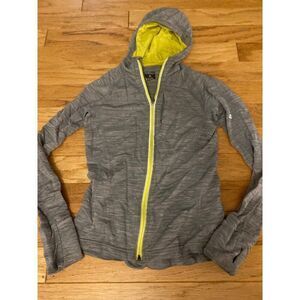 Icebreaker GT Womens New Zealand Merino Hooded Gray & Yellow Small Zip up Jacket